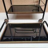 Vintage rolling table, Bar serving trolley on wheels, Removable tray