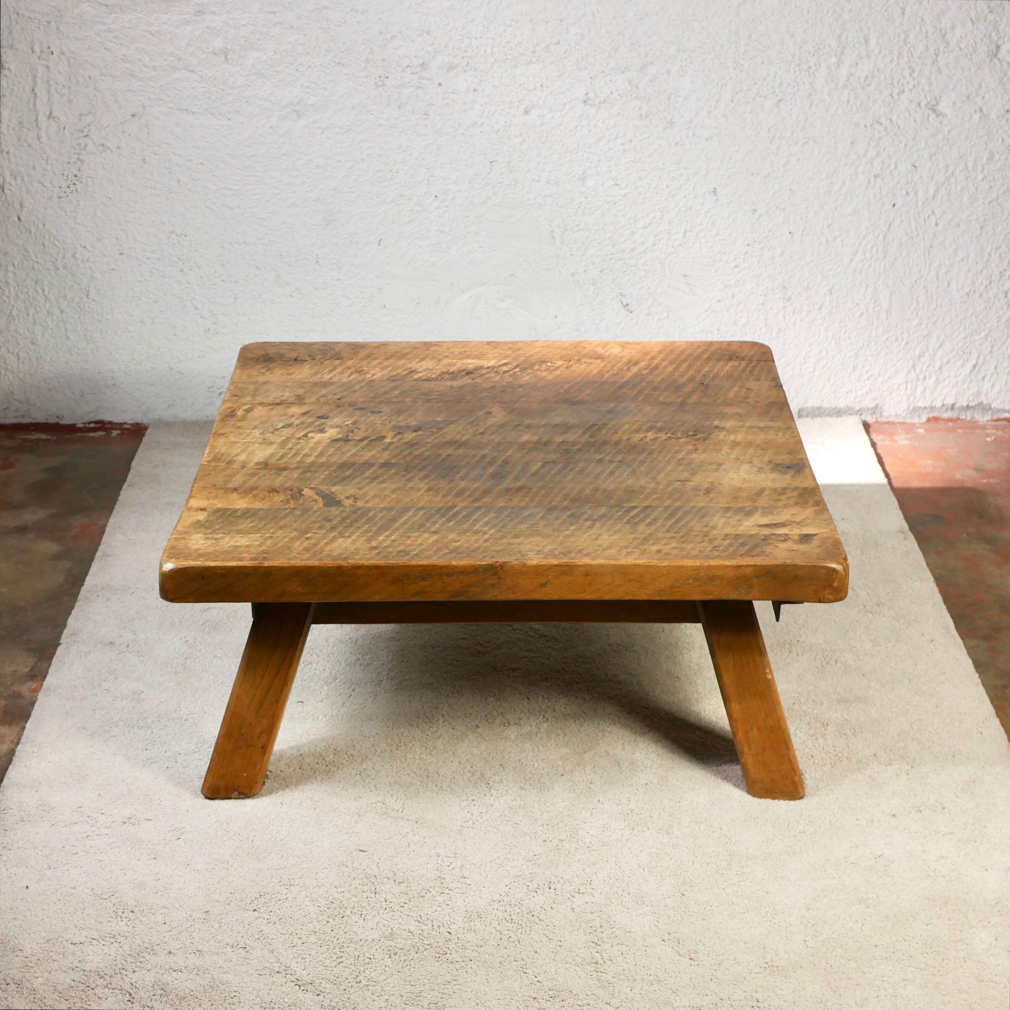 Brutalist solid oak coffee table