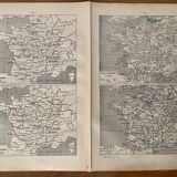 Lithograph map of france from 1922 (large format)