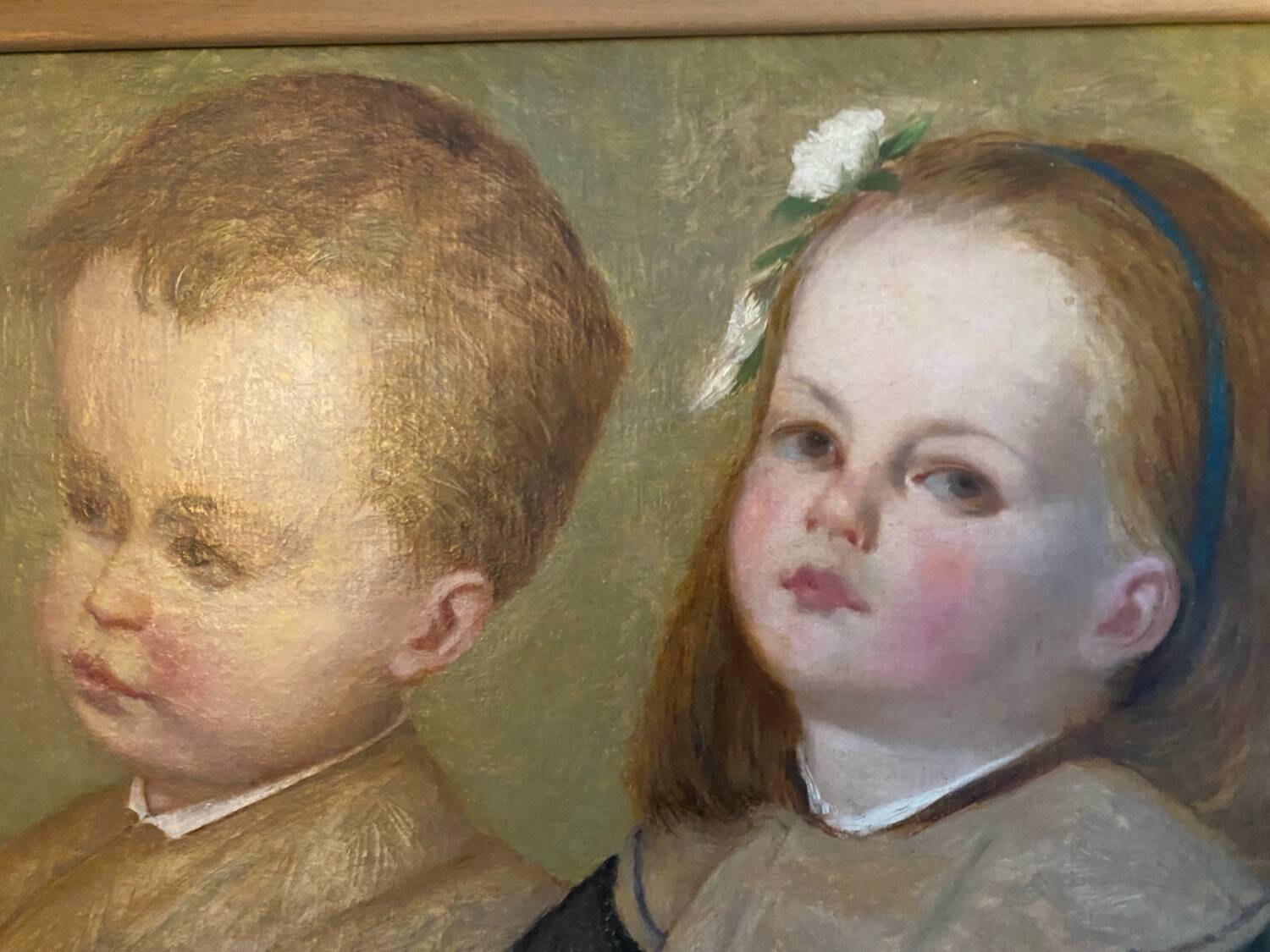 Old portrait of a girl and boy