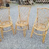 7 vintage rattan chairs