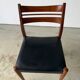 Set of 6 Scandinavian design chairs in solid teak and black Skai.