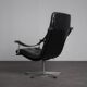 Modernist Black Leather Swivel Lounge Chair, Netherlands, 1960s