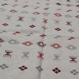 Tapis blanc à motifs berbères fait main 200x145cm