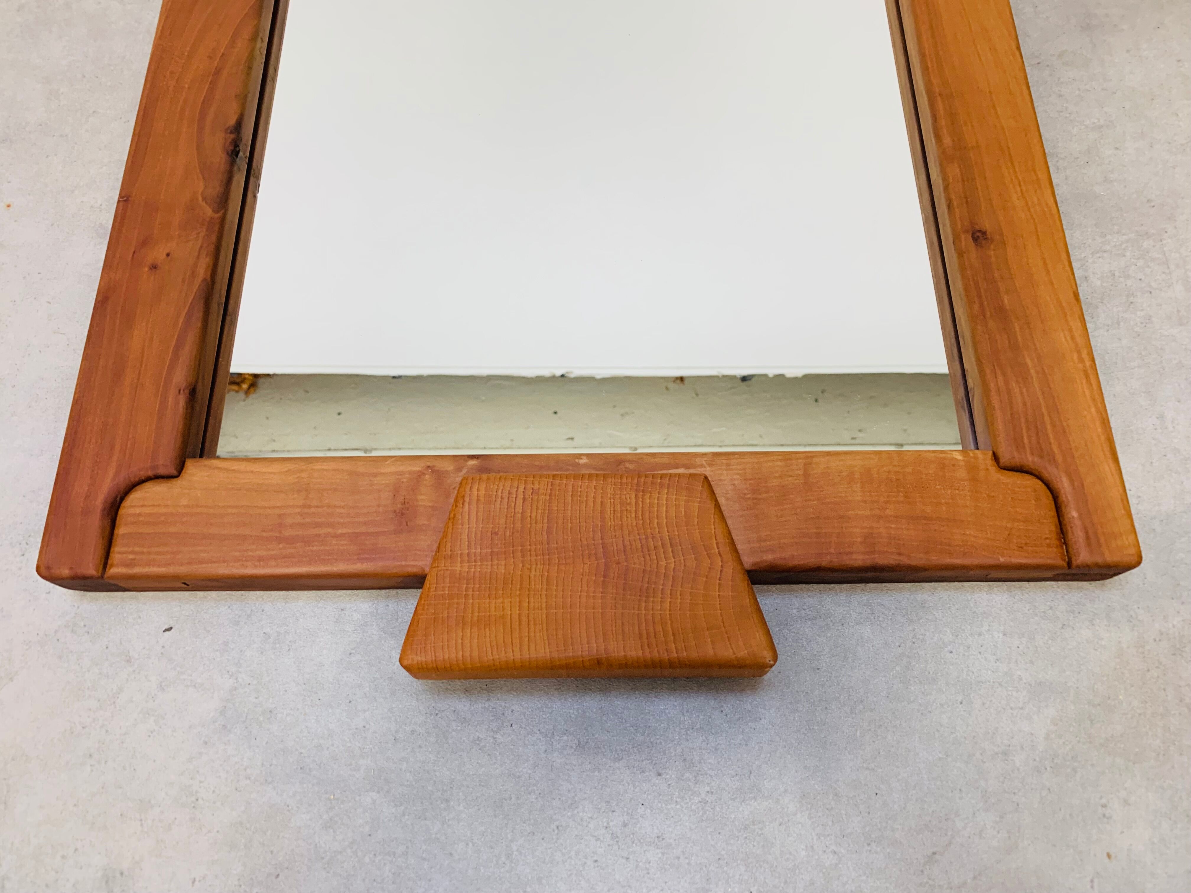 Brutalist elm mirror 70s, solid wood