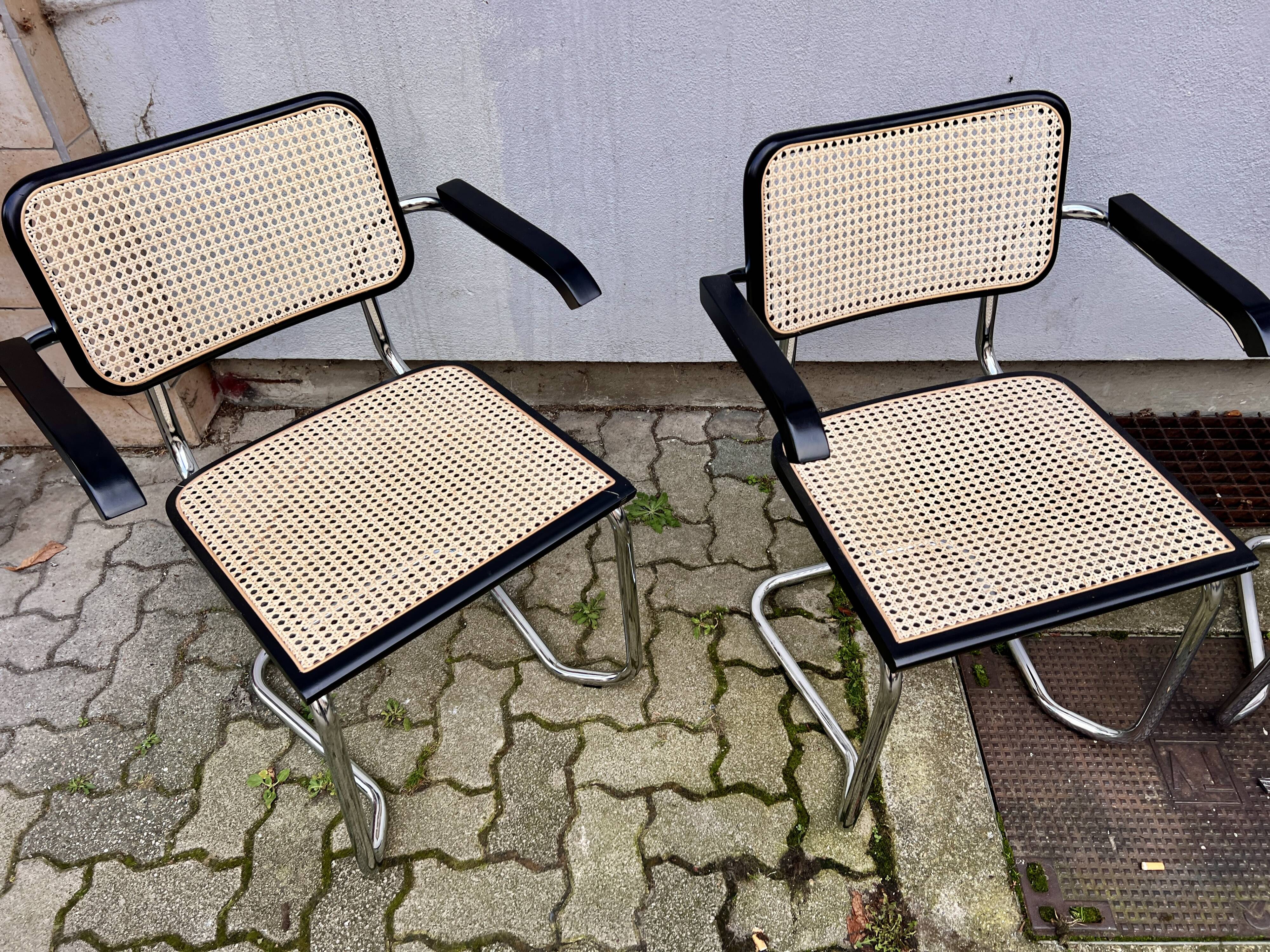 Set of 4 Marcel Breuer style armchair chairs