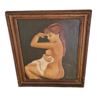 Ancien tableau peinture à l'huile / femme nue