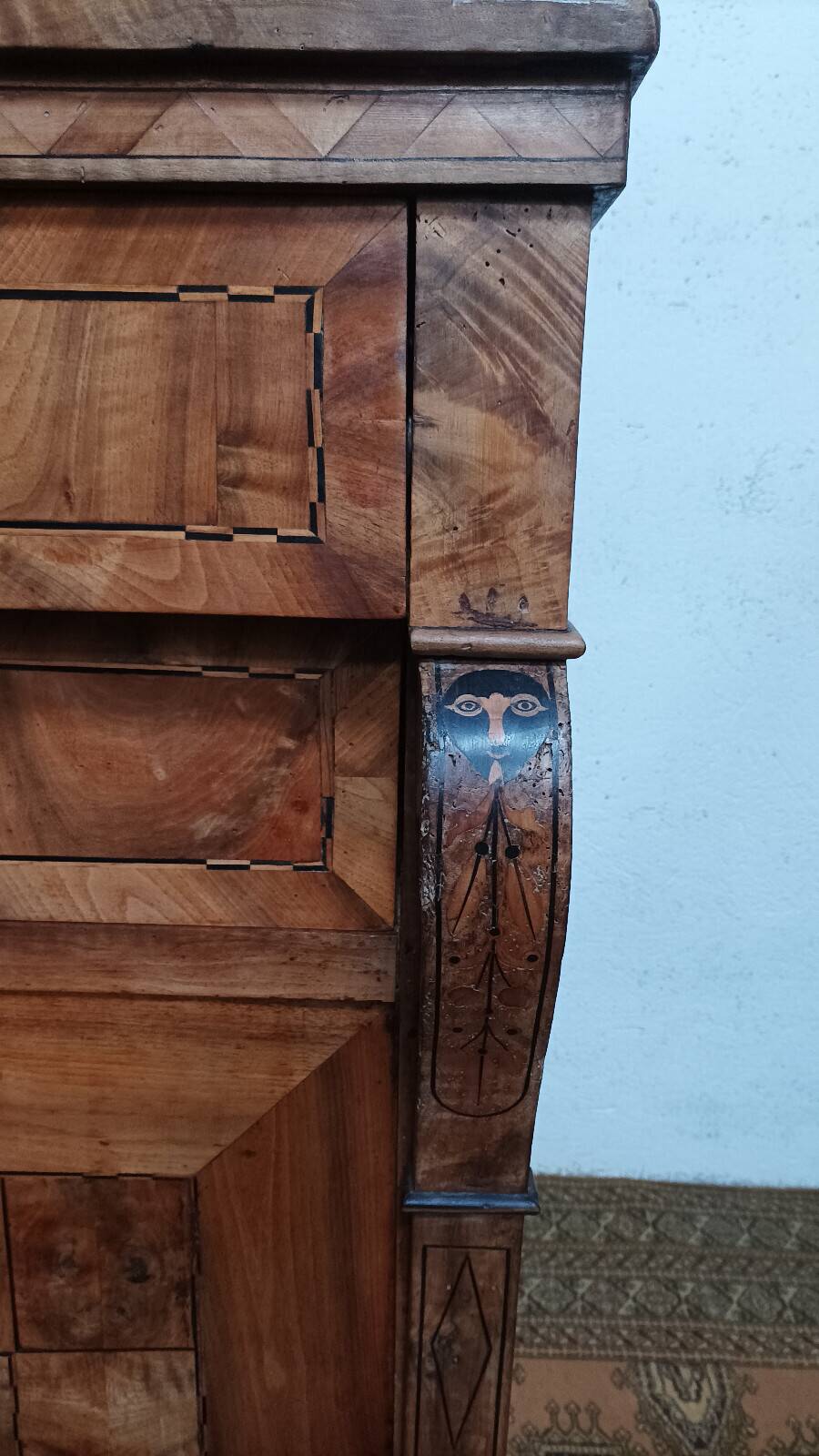 Biedermeier buffet in precious wood marquetry and ebony