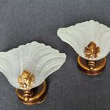 Pair of vintage shell wall lamp