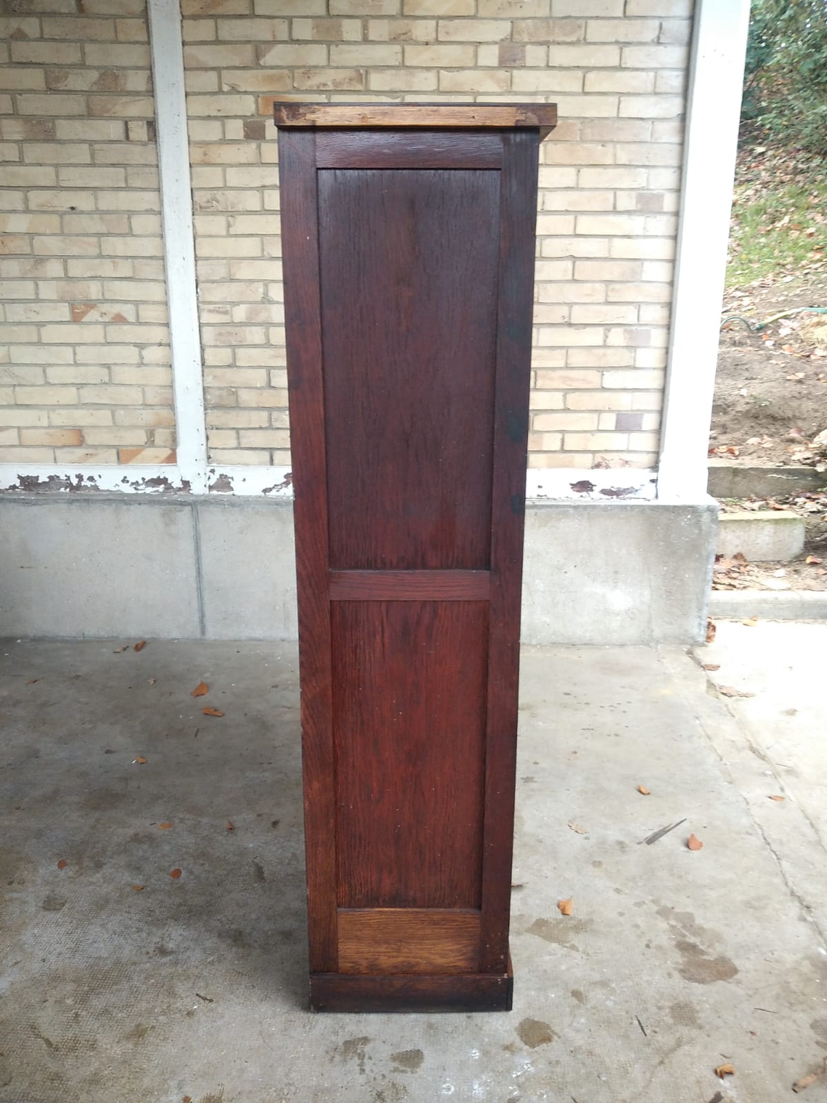 Vintage triple curtained filing cabinet, old 1930