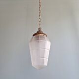 Art Deco pendant light in faceted satin glass, 1920s