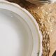 Round dish in Bavaria Porcelain, White and Gold