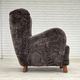 1960s, Danish design, reupholstered armchair, genuine sheepskin.