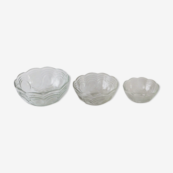 Set of 3 glass bowls