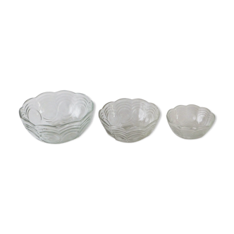 Set of 3 glass bowls