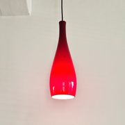 Red glass 'Bang' pendant lamp by Jacob E. Bang for Fog & Mørup, Denmark 1960's
