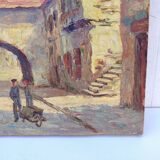 Oil on canvas, rue de Bretenoux, Lot. Vintage