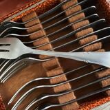 Ecrin/coffret de 12 fourchettes à dessert inox