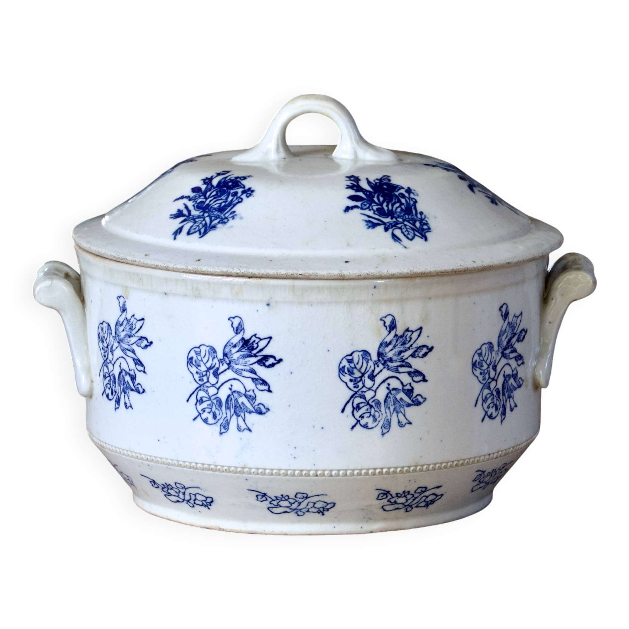 Large 19th-century tureen signed St Uze St Vallier, steel earthenware