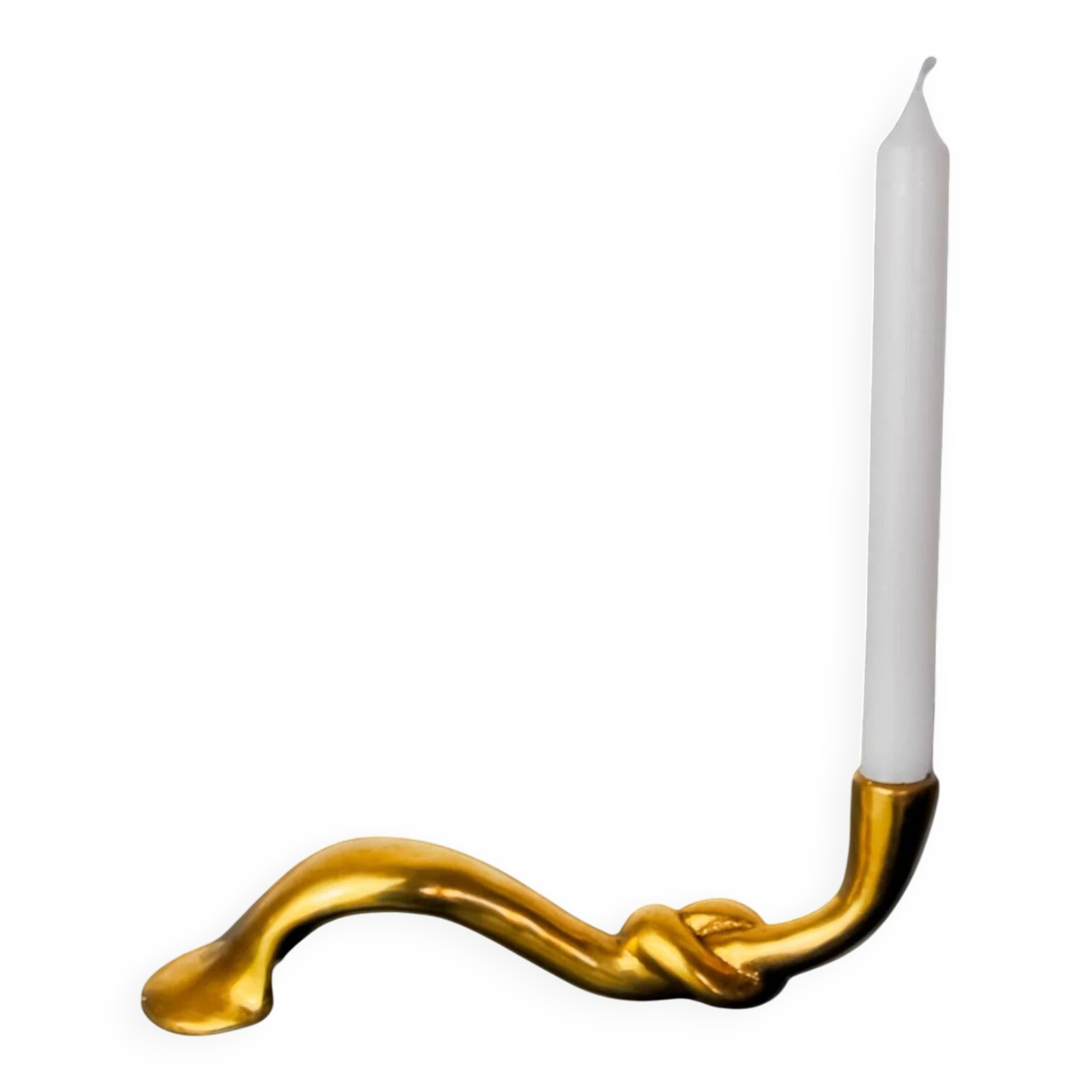 Knot candlestick in bronze, brutalist design, Italy, 1970