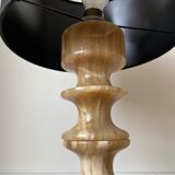 Stone and black cotton table lamp