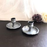 Pair of pewter table candlesticks