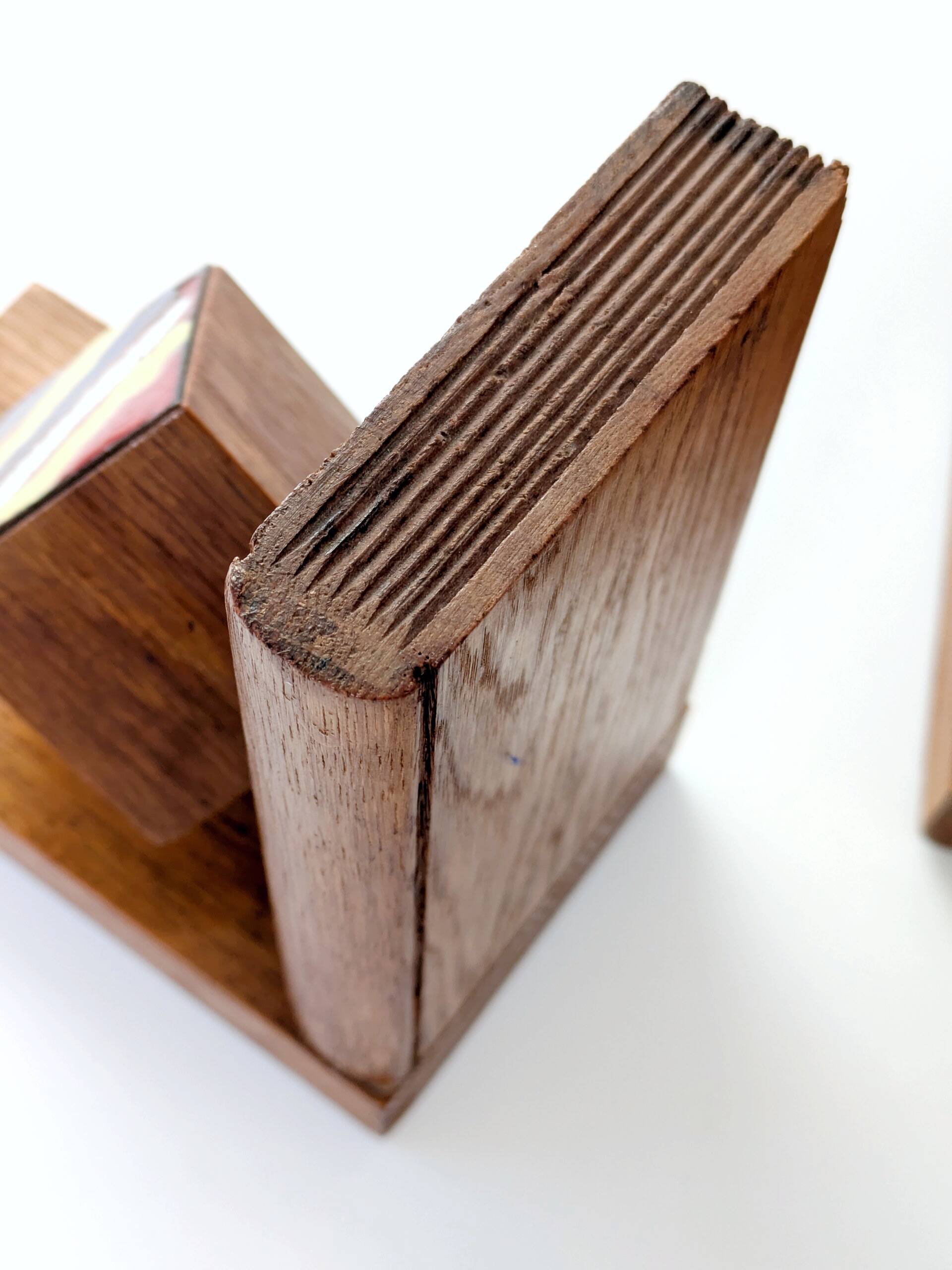 Mid-Century pair of wooden and enamel bookends, 1960s