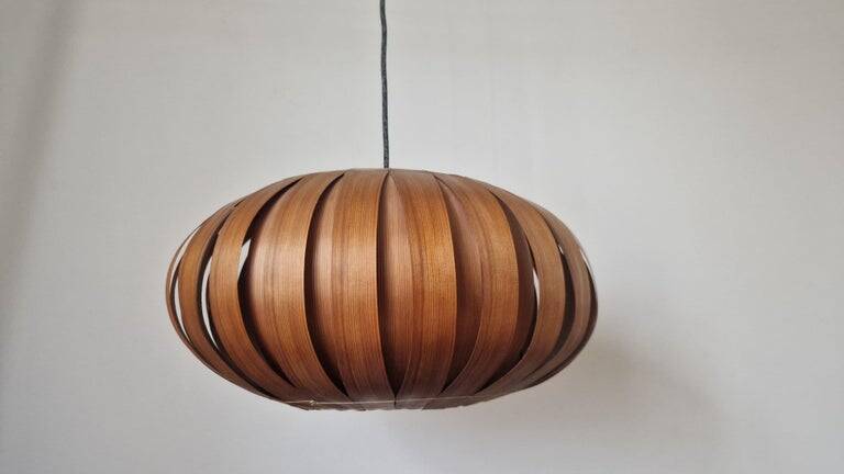 Large Rare Midcentury Veneer Pendant ULUV, 1960s