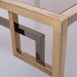 Pair Brass square side tables Belgo Chrome 1970s Belgium