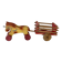 Wooden pull toy, double carriage and cart, antique toy