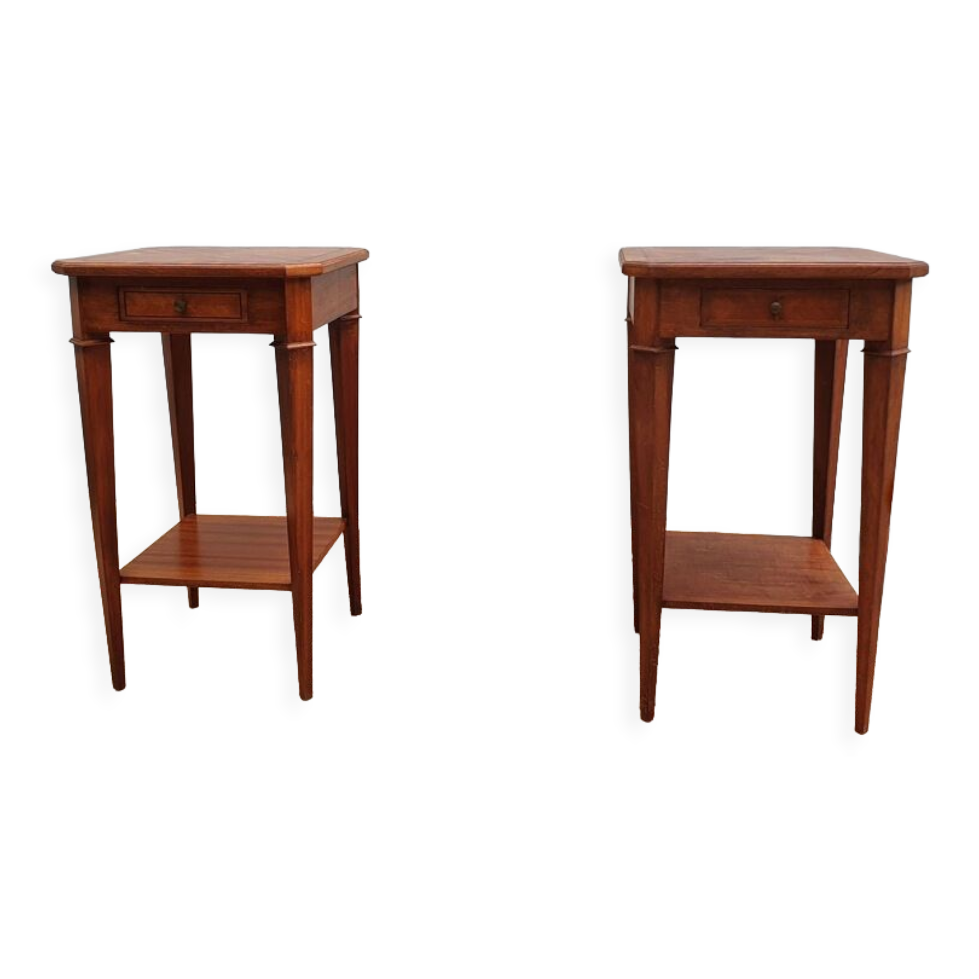 2 old bedside tables in marquetry