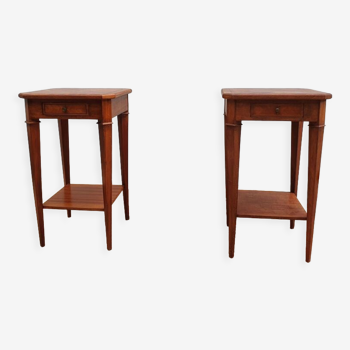2 old bedside tables in marquetry