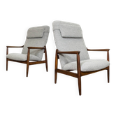 Chaises à accoudoirs hautes de style mid-century par Edmund Homa, GFM, Pologne, années 1960, ensemble de