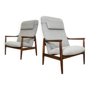 Chaises à accoudoirs hautes de style mid-century par Edmund Homa, GFM, Pologne, années 1960, ensemble de