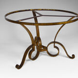 Table basse par Raymond Subes, fer forgé doré et marbre, France, circa 1935