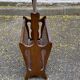 Vintage magazine rack, solid wood and cane document holder.