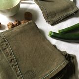 Set of six pure washed linen towels dyed persimmon