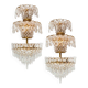 Paire de grandes appliques en laiton et cristal c. 1940s (57 cm)
