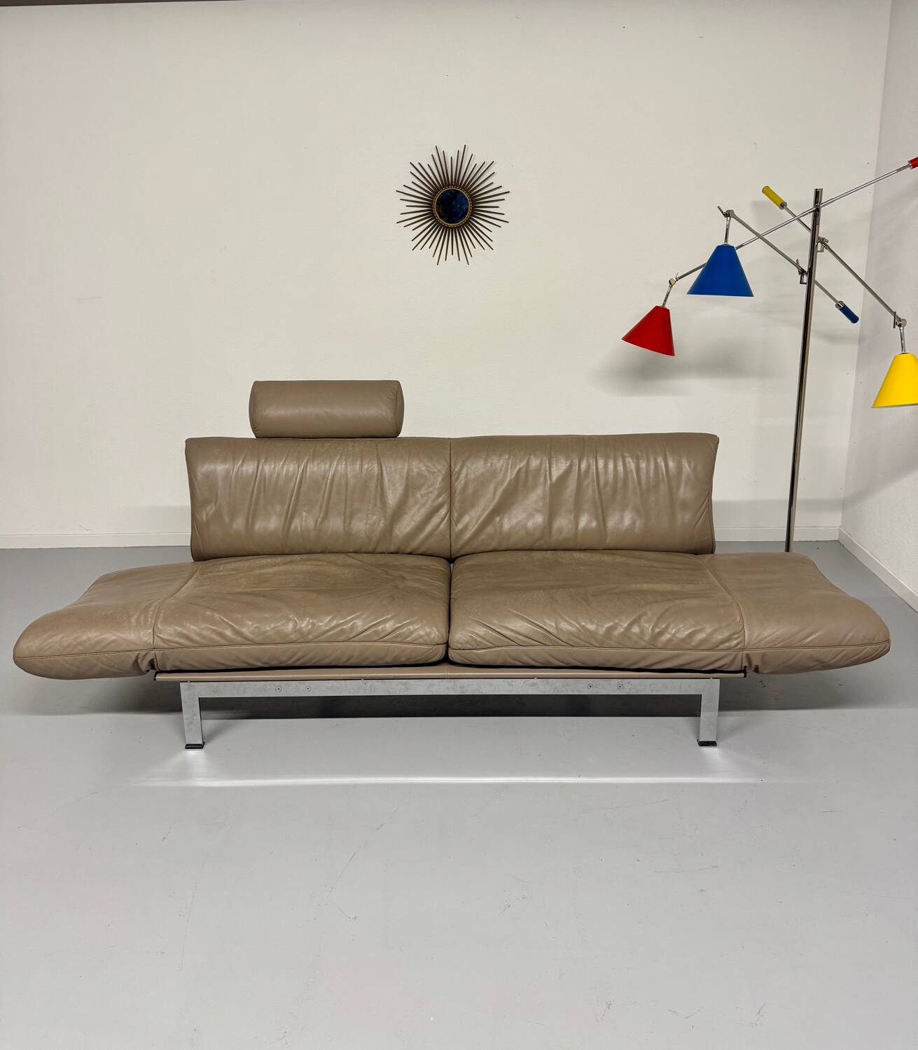De Sede ds 140 grey 2/3 seater sofa, vintage leather, 80s design