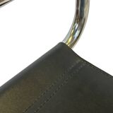 Tabouret de bar vintage en cuir noir et chrome, Italie