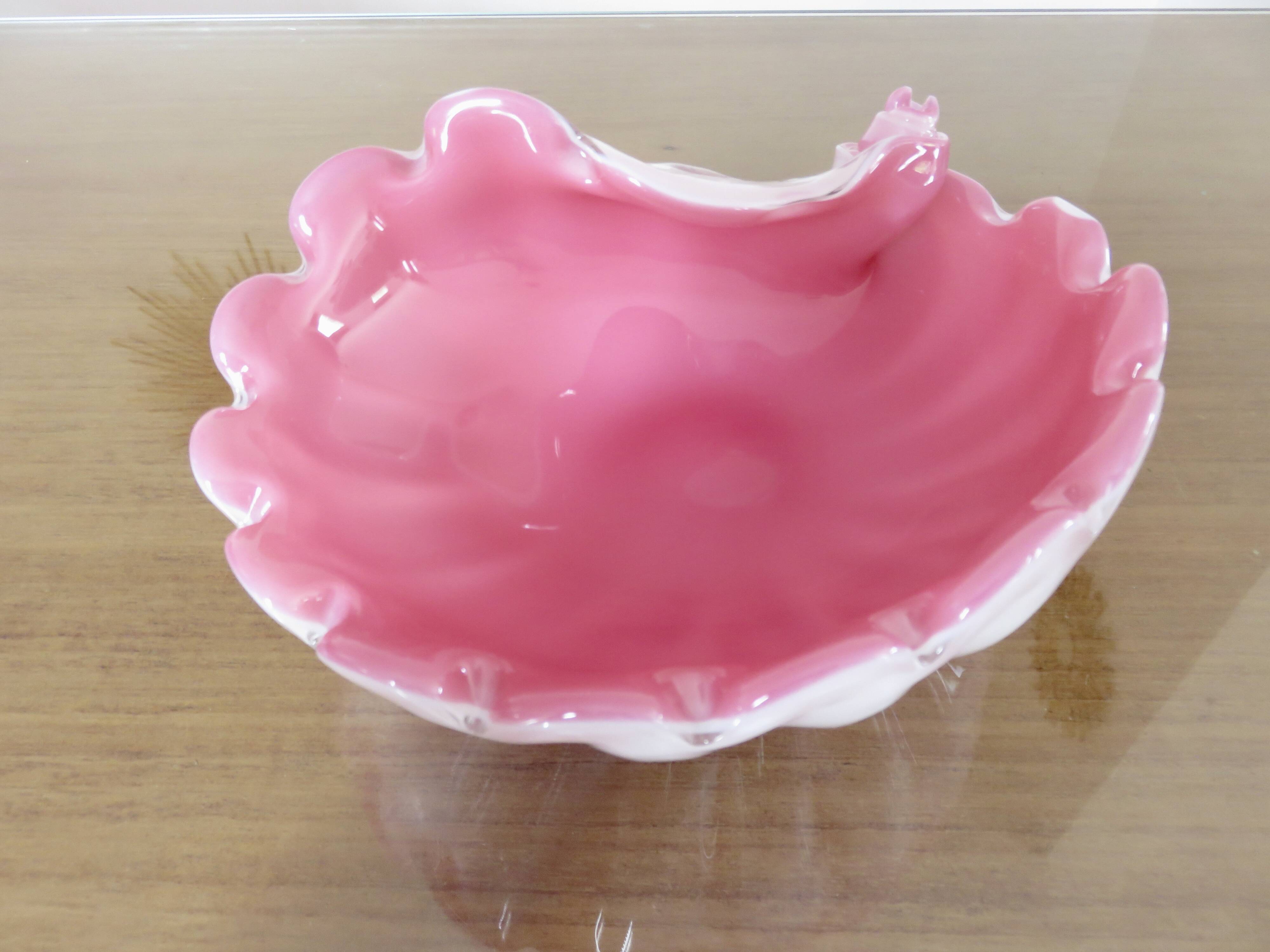 Shell emptier in lattimo glass by Fratelli Toso, Italy, 1959