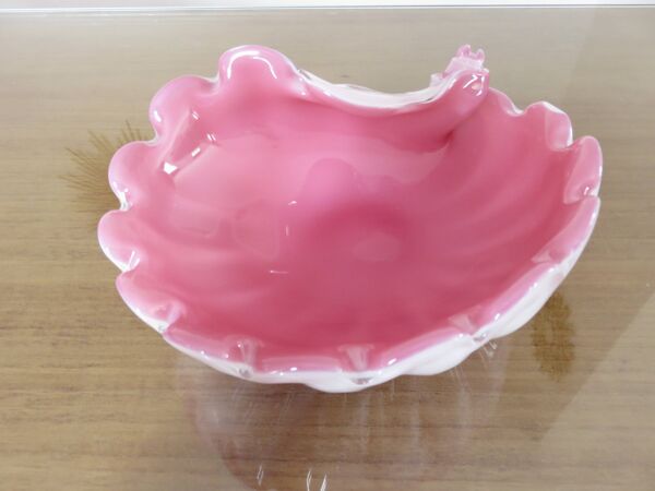 Vide poche coquillage en verre lattimo de Fratelli Toso, Italie, 1959