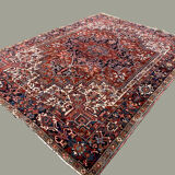 Antique heriz rug 353x263 cm wool oriental hand made carpet red, brown, blue