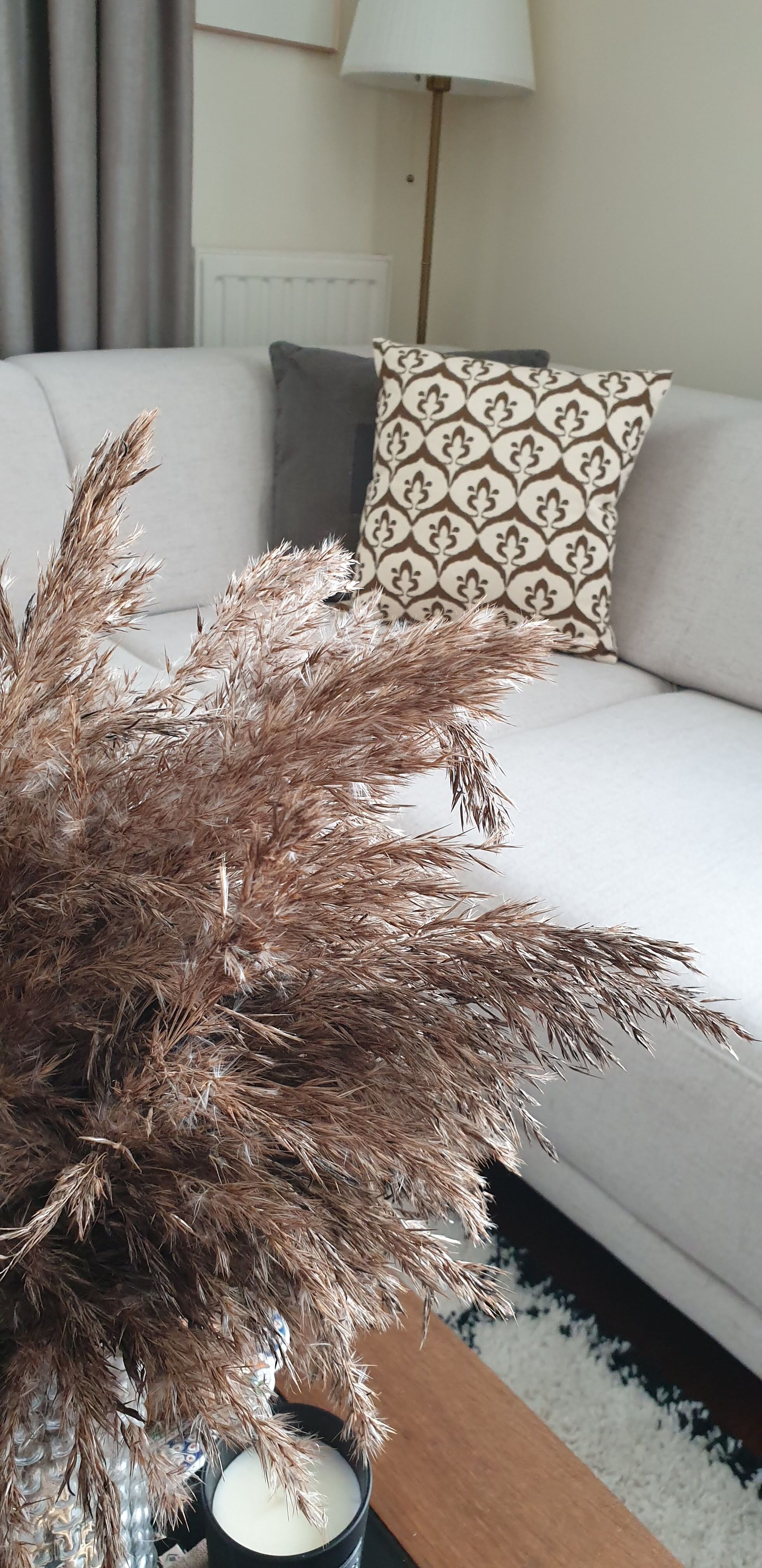 Ivory / olive ikat style ottoman cushion cover - 50 x 50