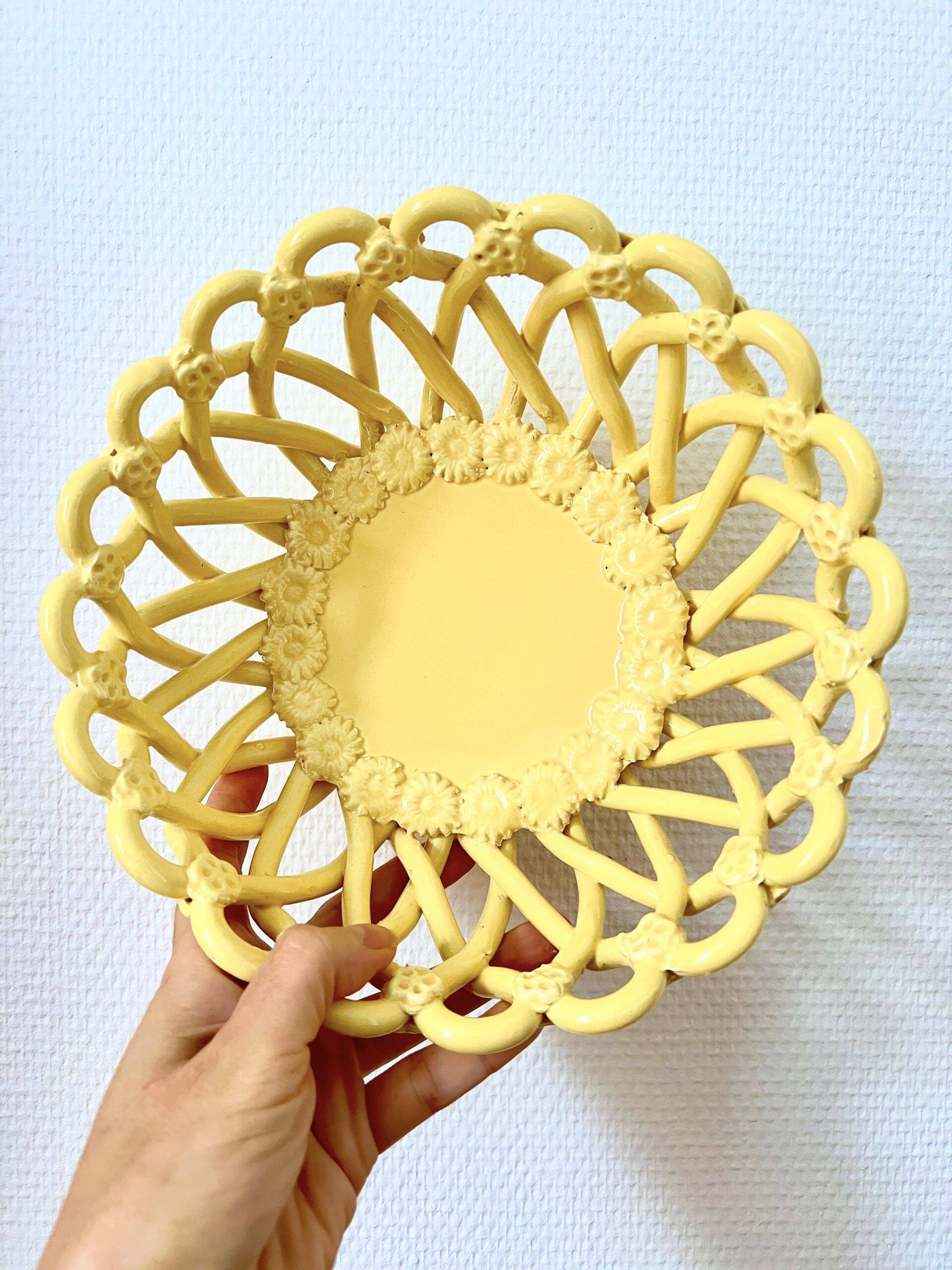 Coupe tressée céramique jaune  (23 cm)