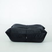 Togo set of chair and pouf in black shiny velvet
