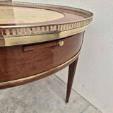 Louis XVI style mahogany bouillotte table in marquetry and bronze
