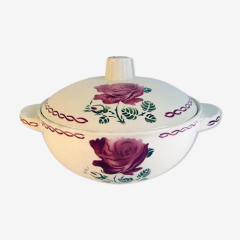 Badonviller tureen pot with red roses