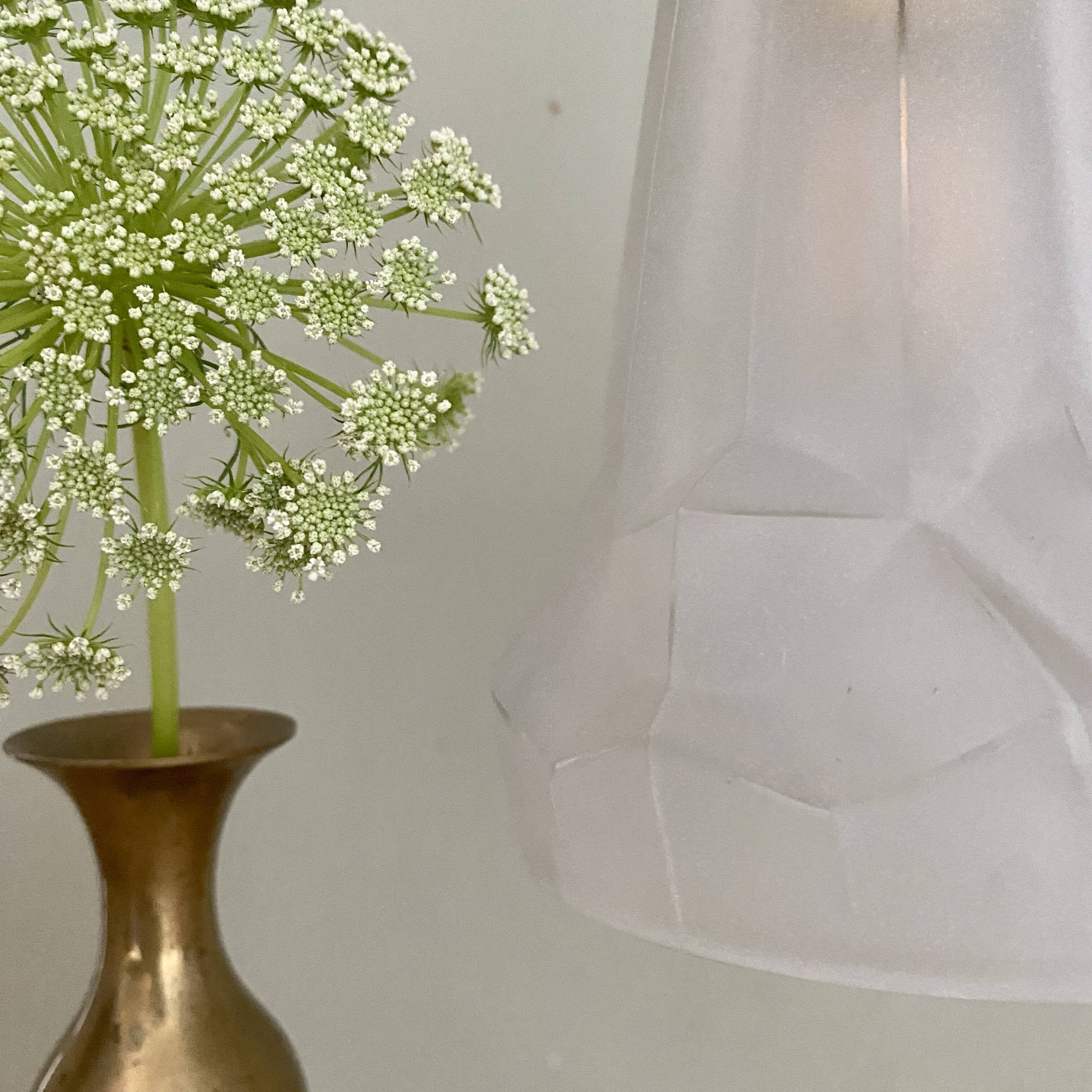 Vintage Art Deco frosted glass tulip pendant light