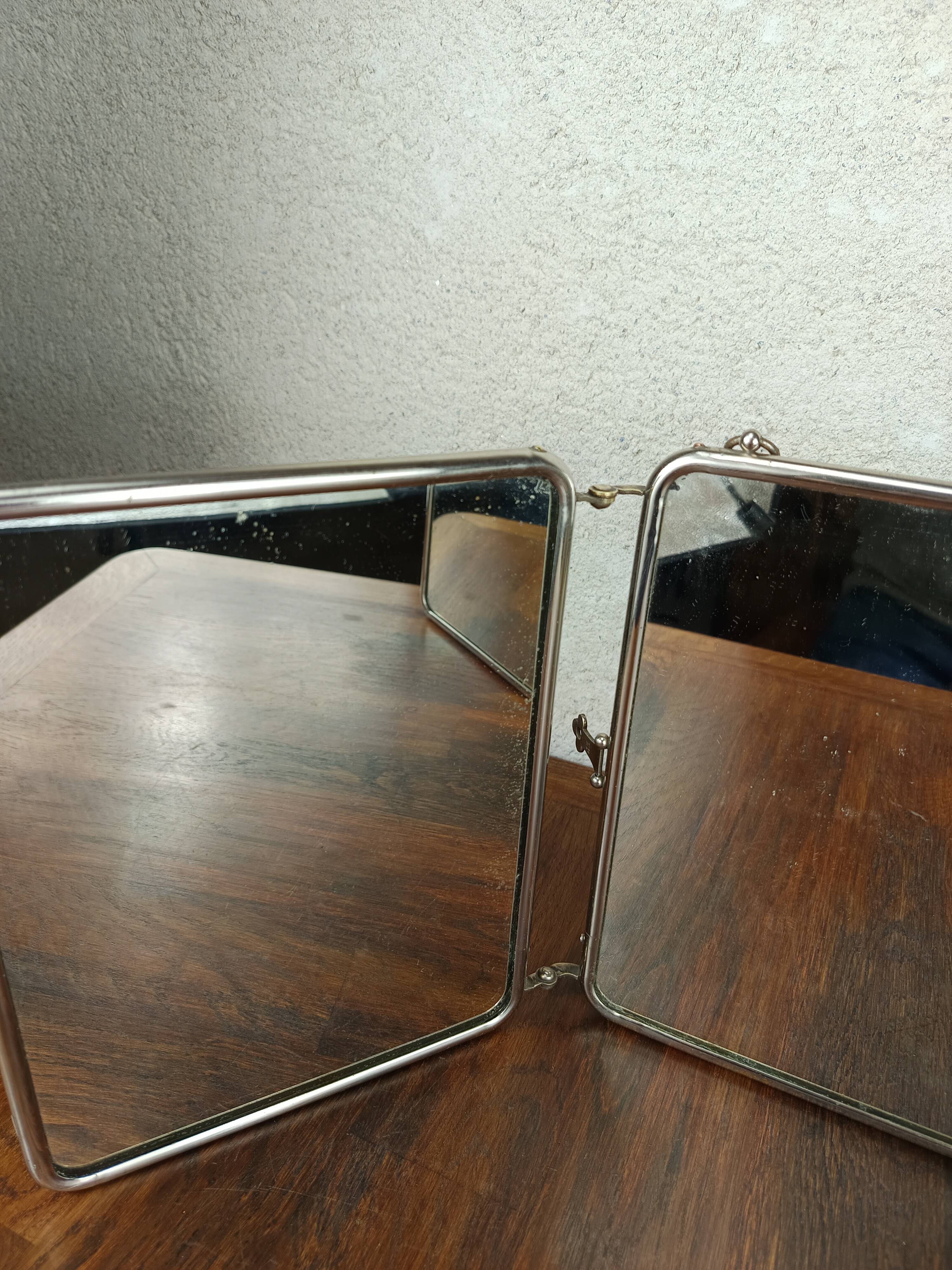 Miroir triptyque vert vintage